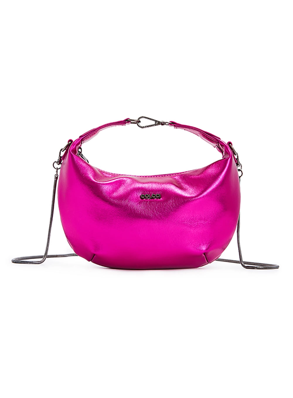 Bolsa Swipe Meia-lua Metalizada Rosa