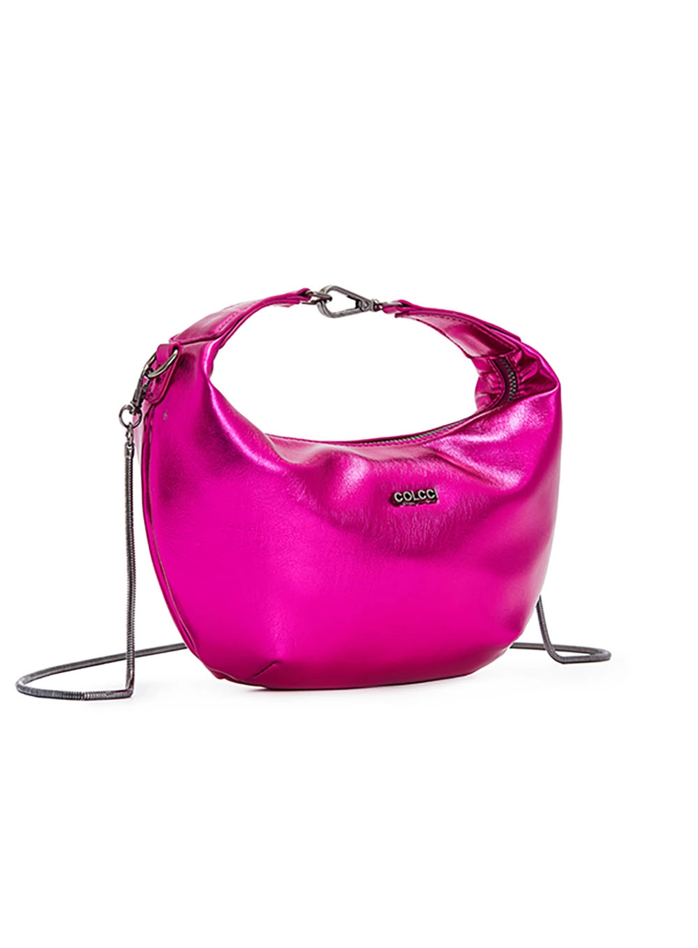Bolsa Swipe Meia-lua Metalizada Rosa