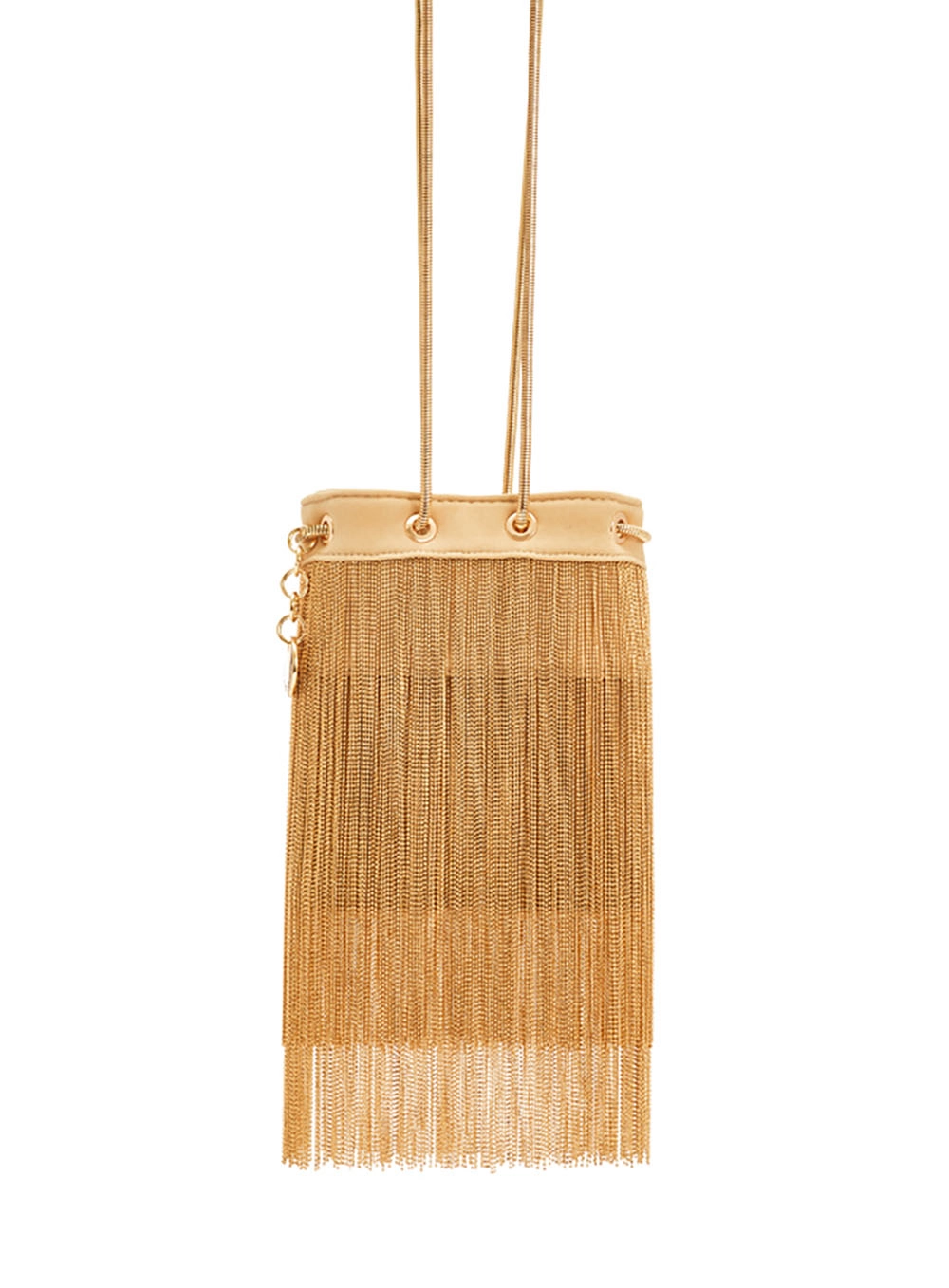 Bolsa Mini Suede Franjas Nude