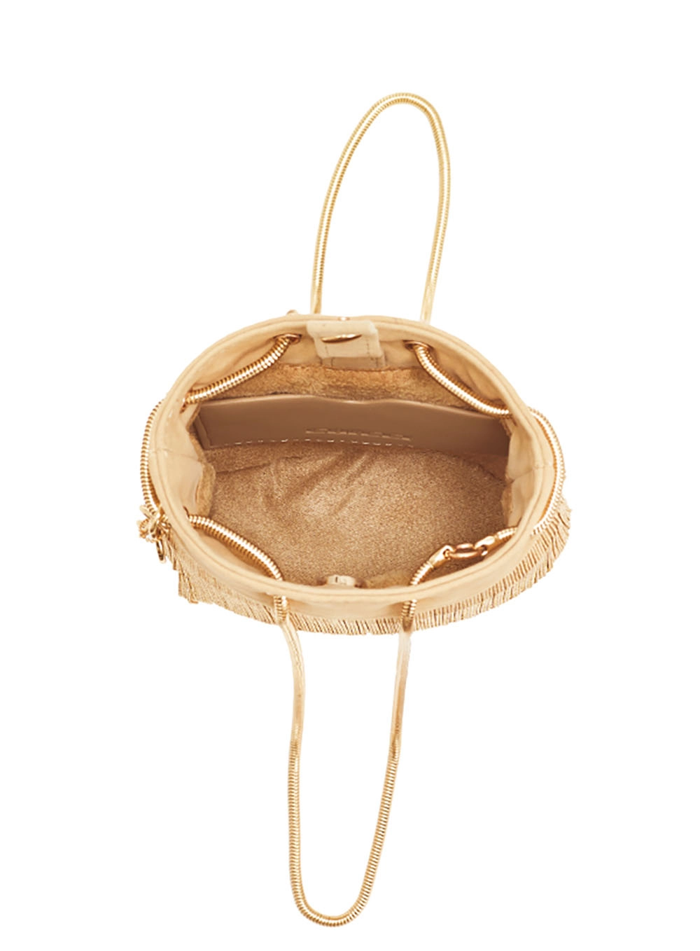 Bolsa Mini Suede Franjas Nude
