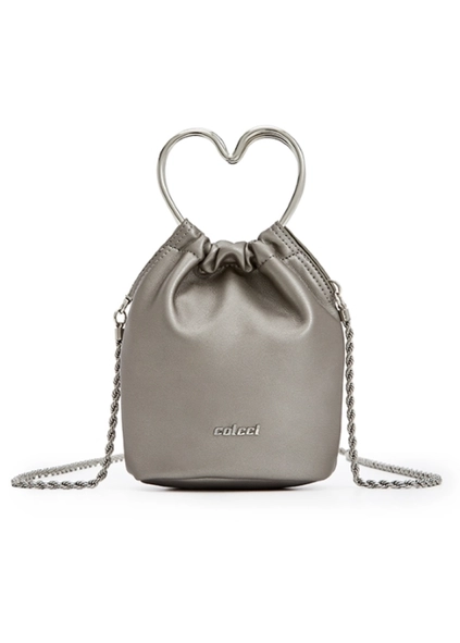 Bolsa Bucket Com Alça Em Formato De Coração Prata