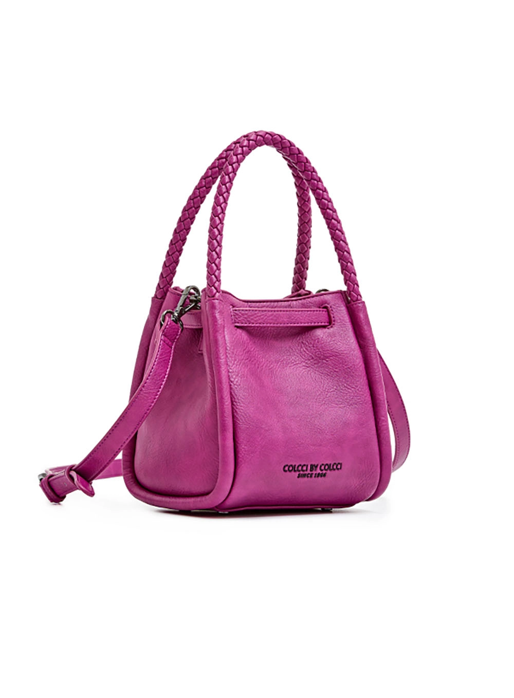 Bolsa Bucket Textura Trançada Com Alça Dupla Roxo