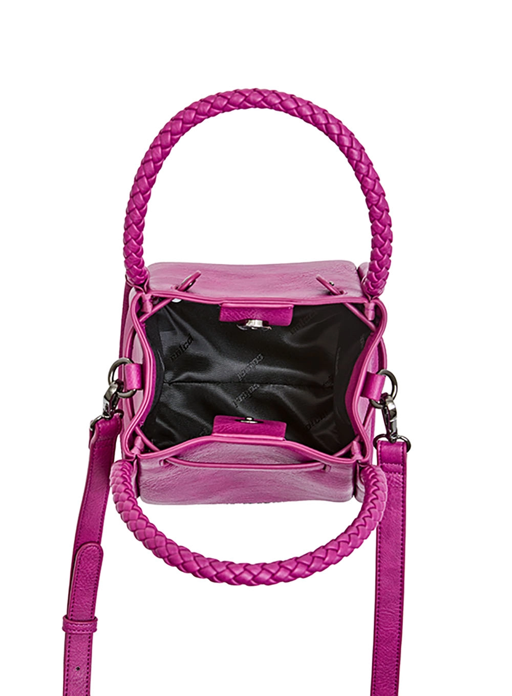Bolsa Bucket Textura Trançada Com Alça Dupla Roxo