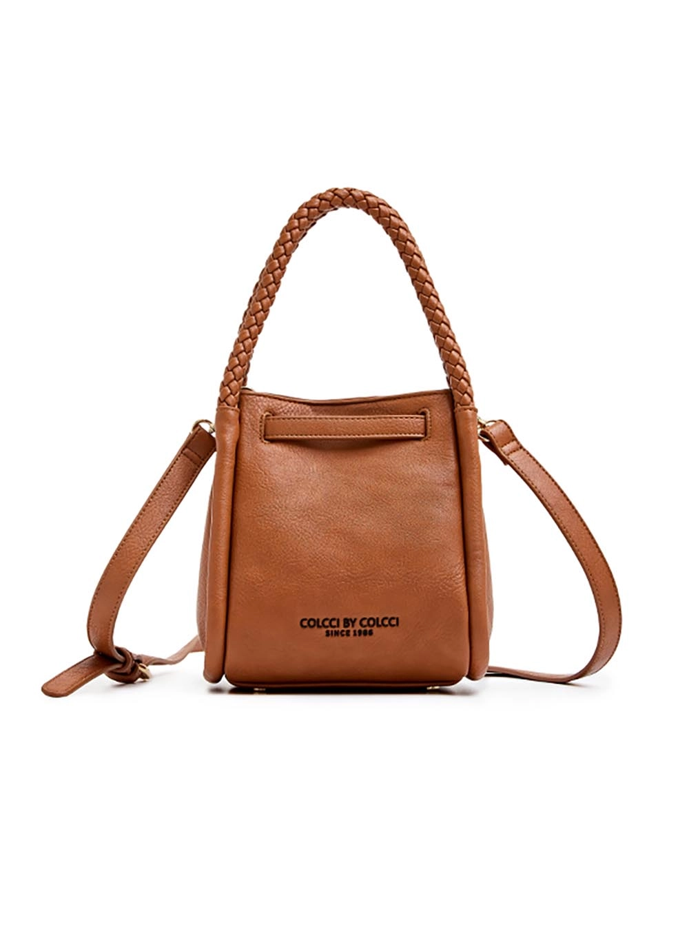 Bolsa Bucket Textura Trançada Com Alça Dupla Marrom