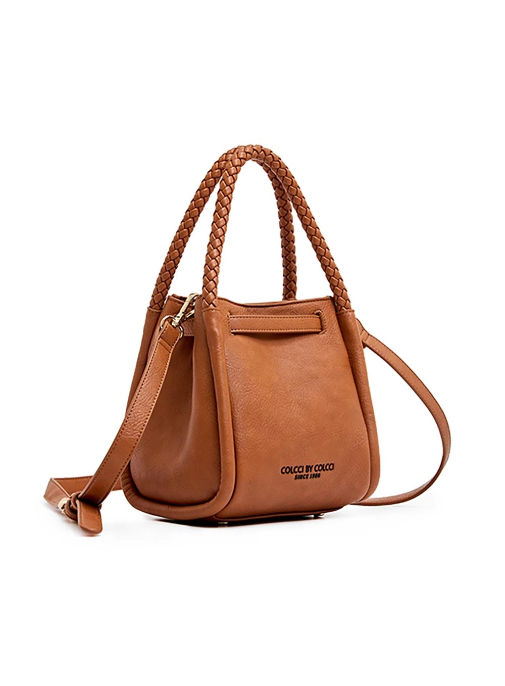 Bolsa Bucket Textura Trançada Com Alça Dupla Marrom