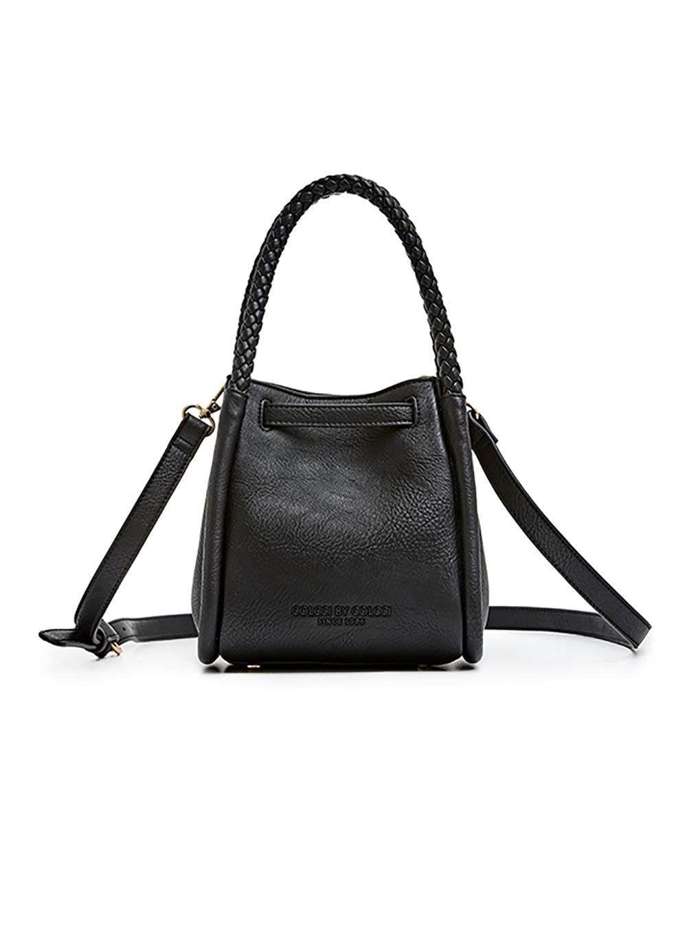 Bolsa Bucket Textura Trançada Com Alça Dupla Preto