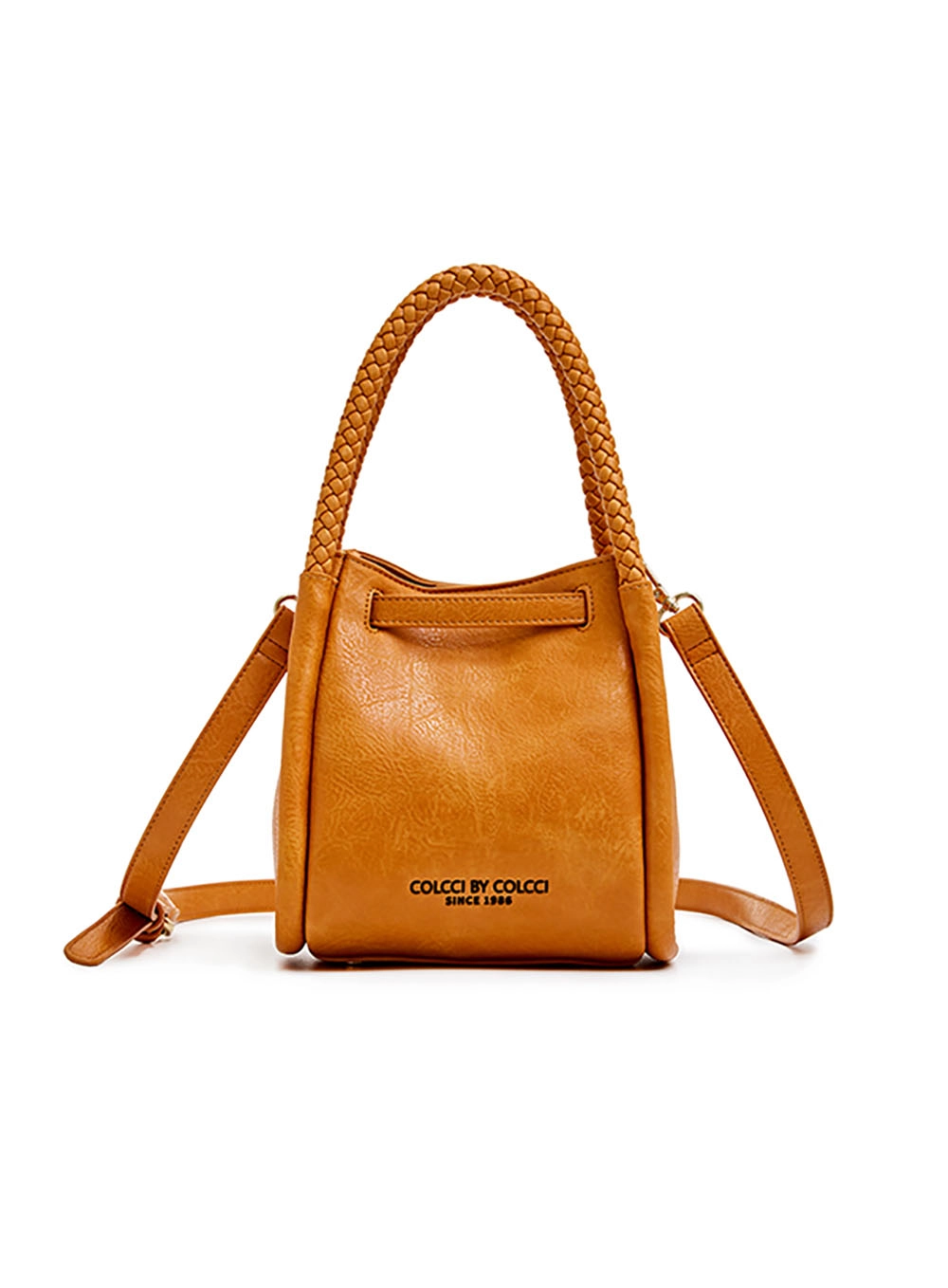 Bolsa Bucket Textura Trançada Com Alça Dupla Laranja
