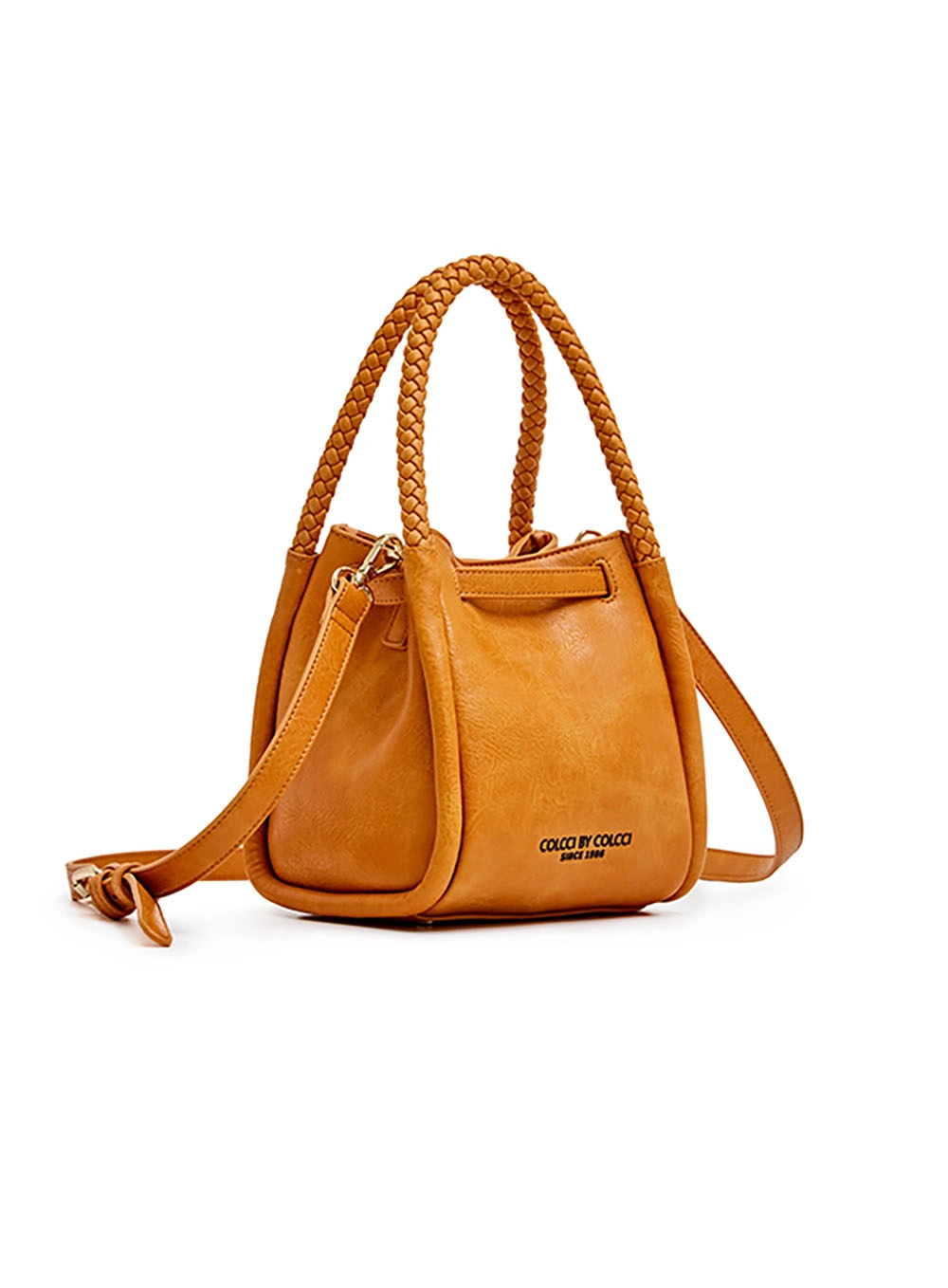 Bolsa Bucket Textura Trançada Com Alça Dupla Laranja