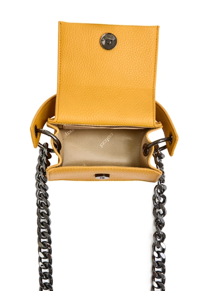 Bolsa Mini Bag Night Com Correntes Amarelo