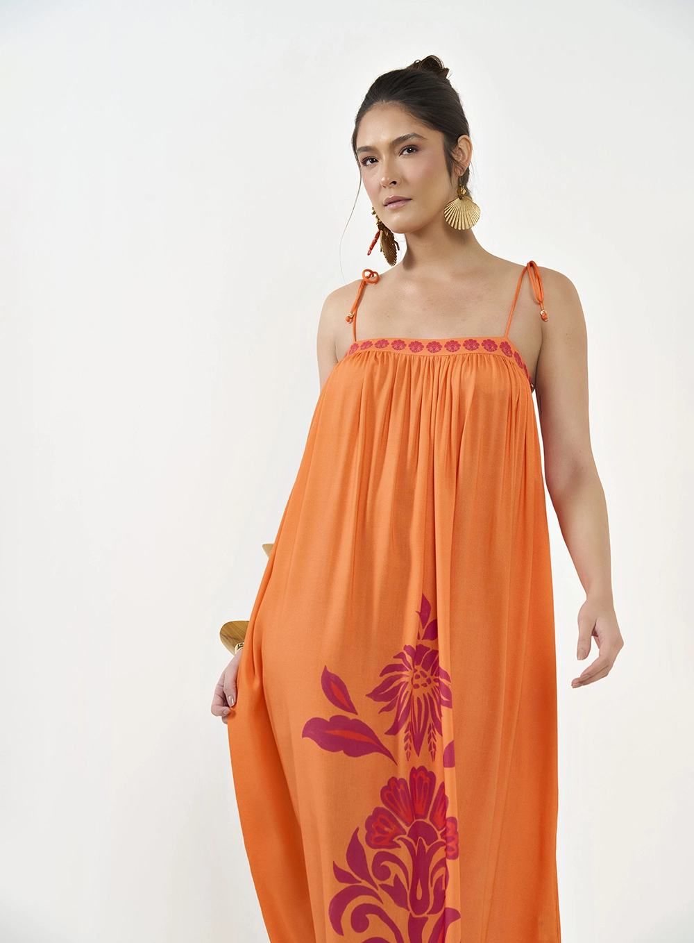 Vestido Longo Amplo Com Estampa Estampados