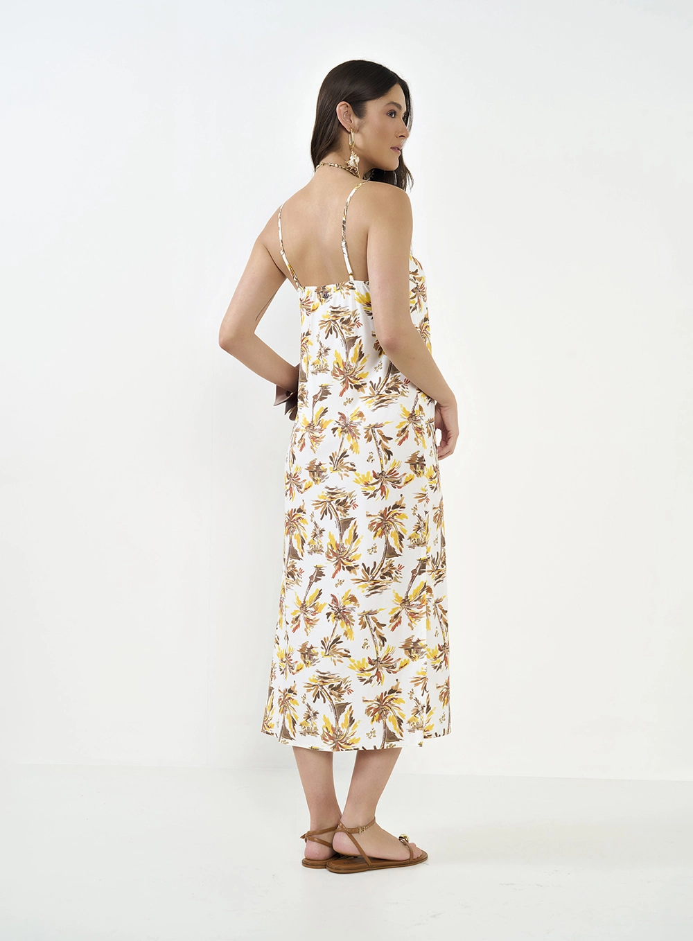 Vestido Reto Estampado Midi Estampados