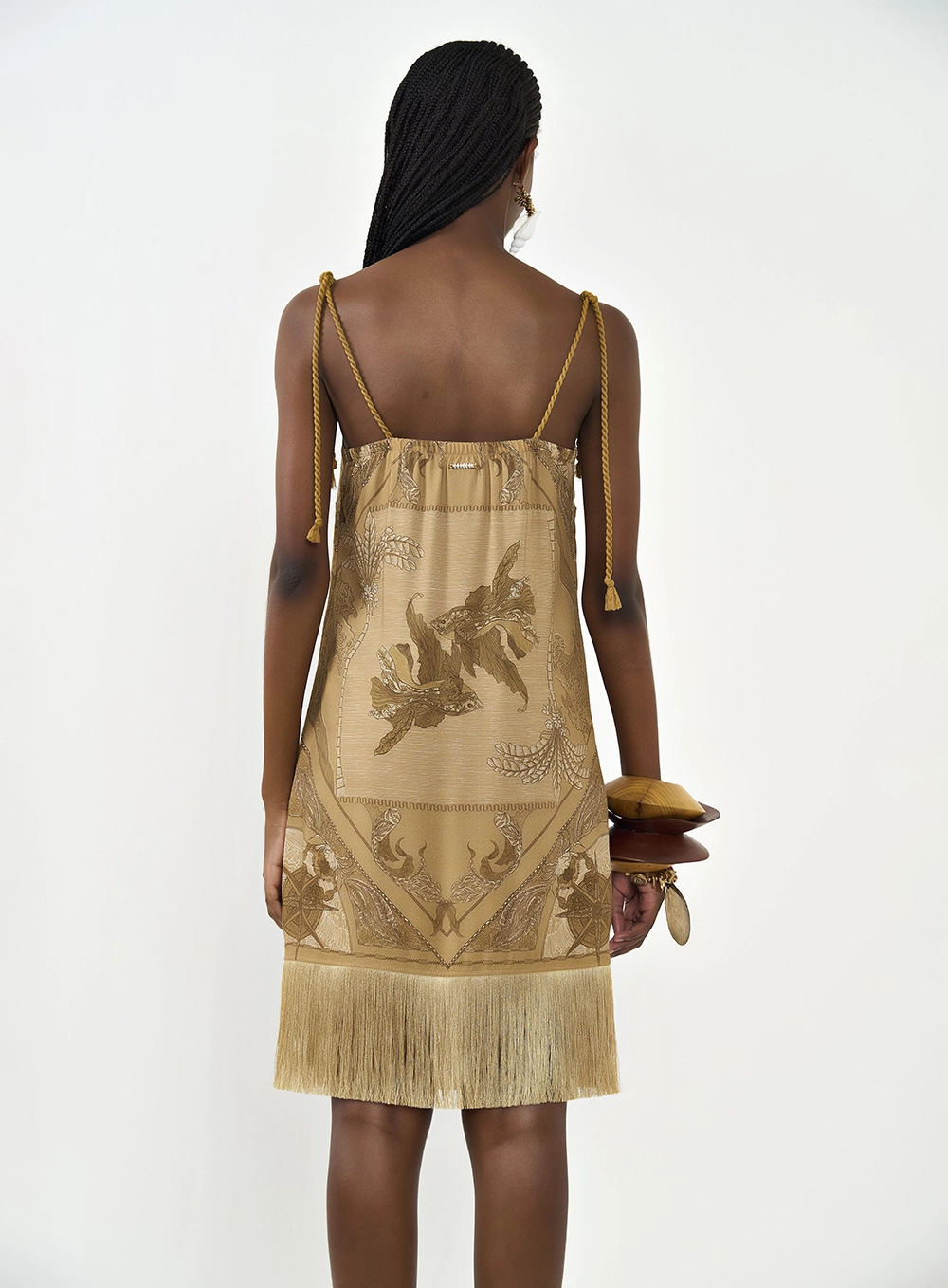 Vestido Estampado Com Franja Estampados