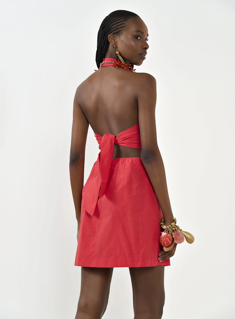 Vestido Justo Com Amarração Costas Vermelho