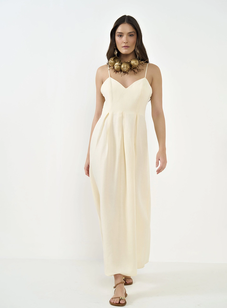 Vestido Longo Com Pregas