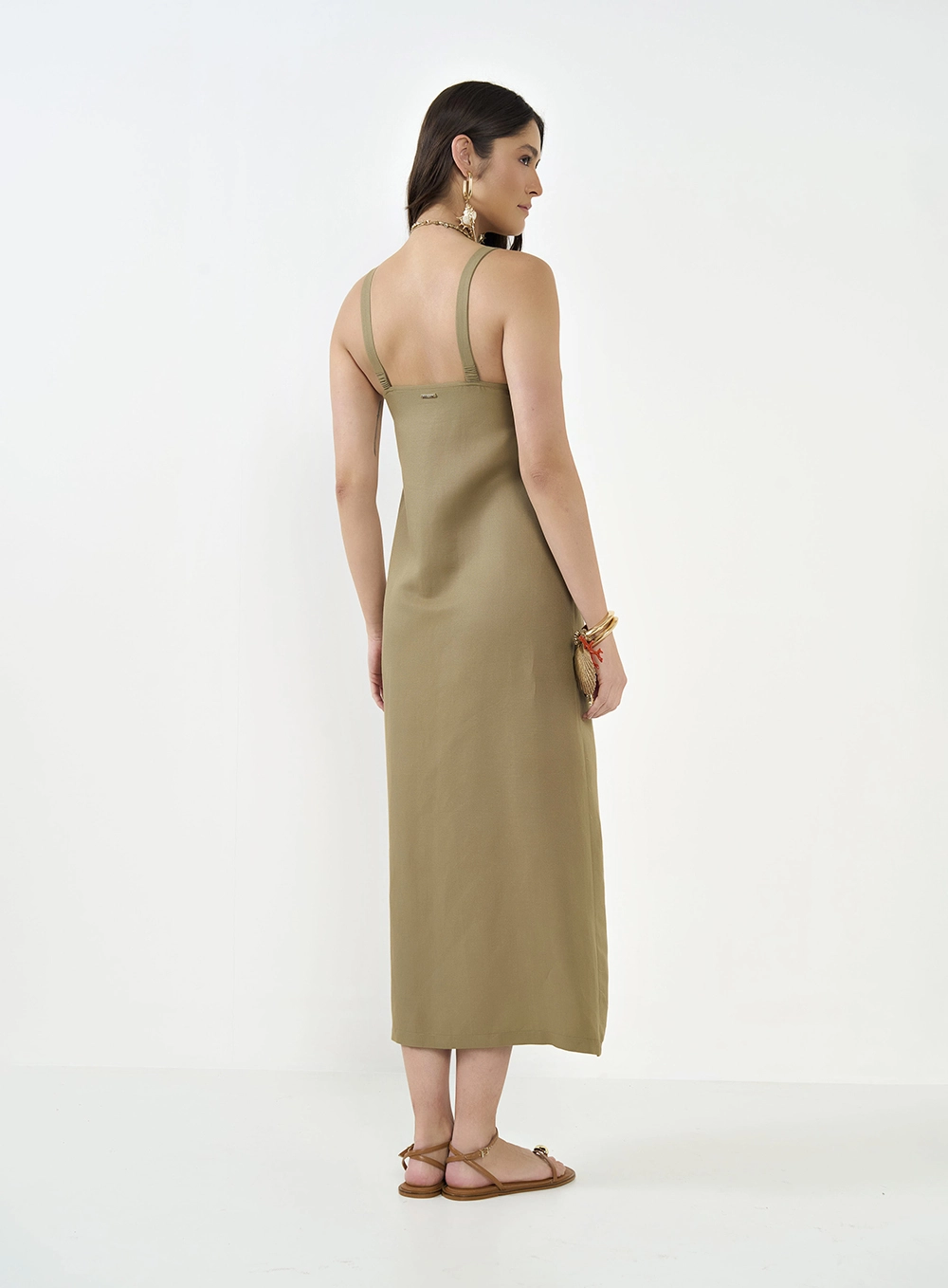 Vestido Comfort Com Linho Bege Misk