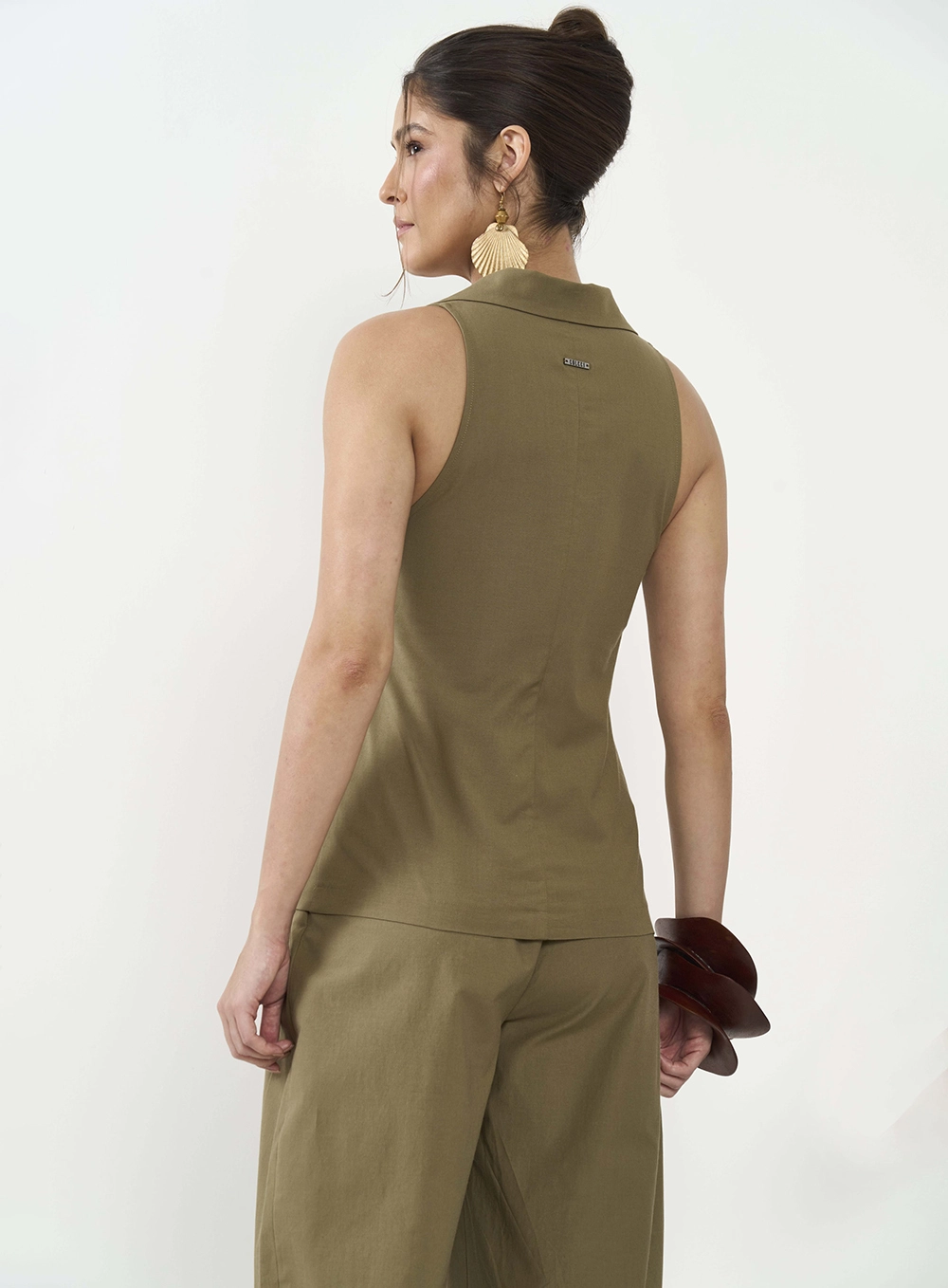 Colete Alfaiataria Feminino Bege Misk