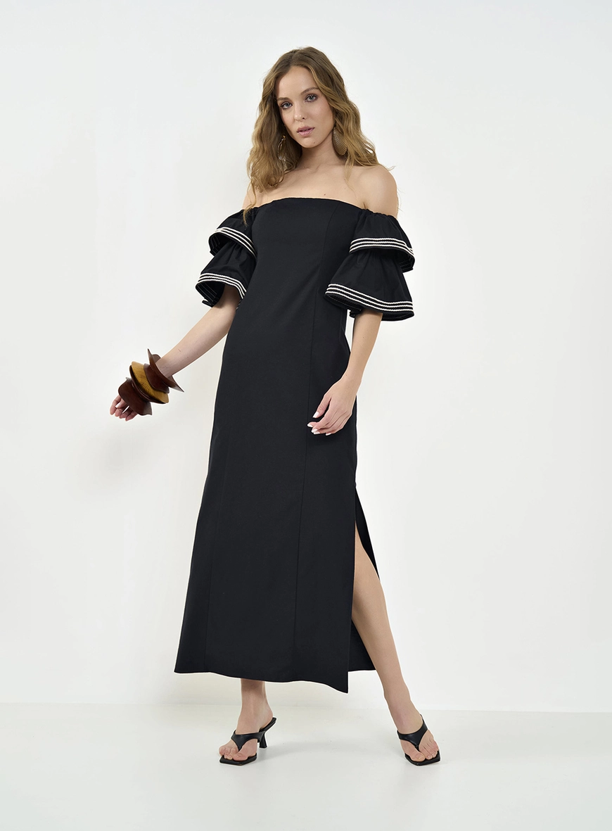 Vestido Ombro A Ombro Com Camadas