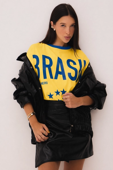 Camiseta Oversized Estampa Brasil – Copa