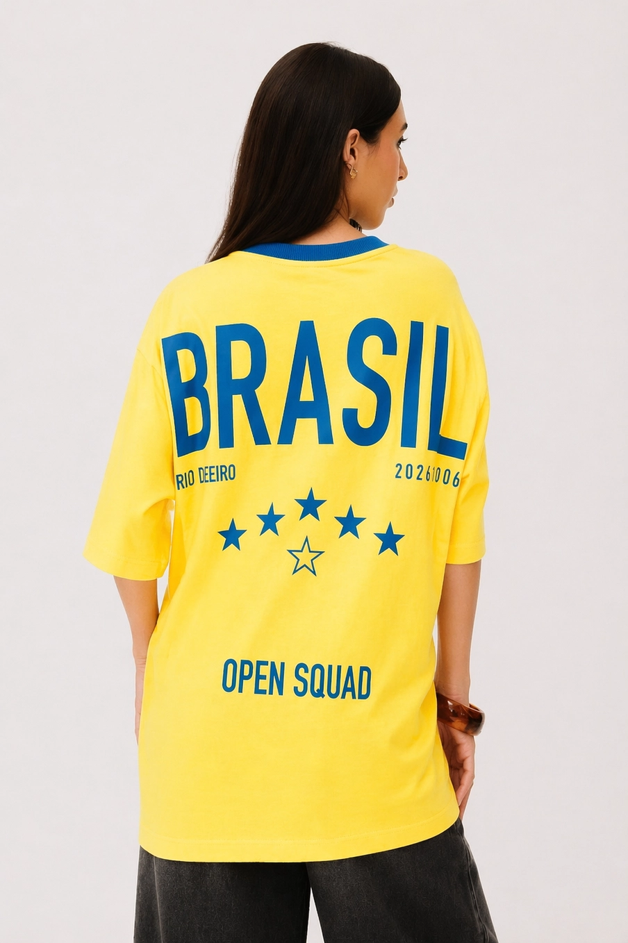 Camiseta Oversized Estampa Brasil – Copa Amarelo 2