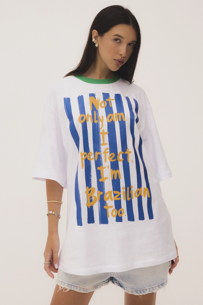 Camiseta Oversized Estampa I'm Brazilian – Copa Branco 3