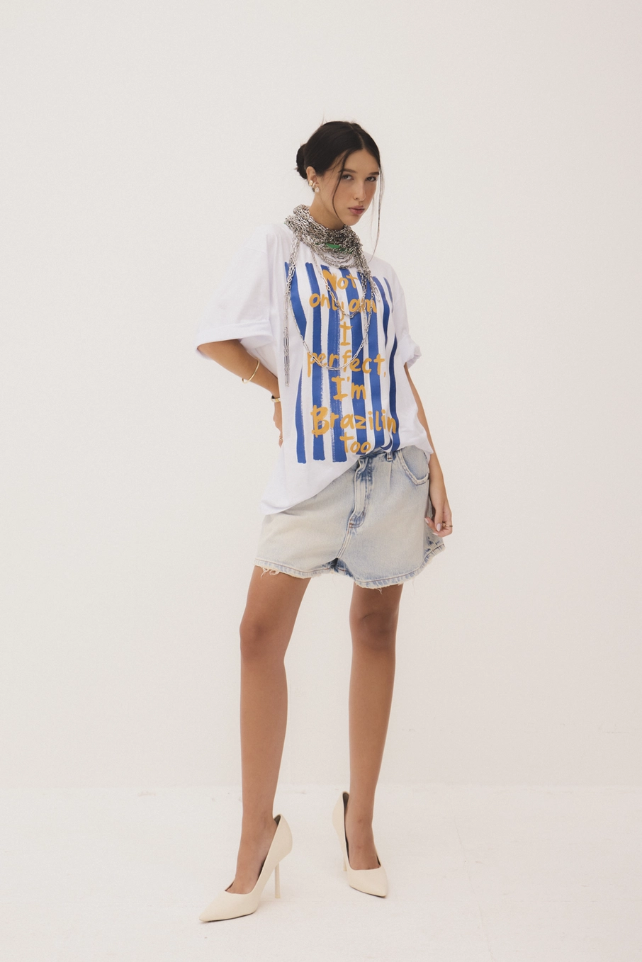Camiseta Oversized Estampa I'm Brazilian – Copa Branco 2