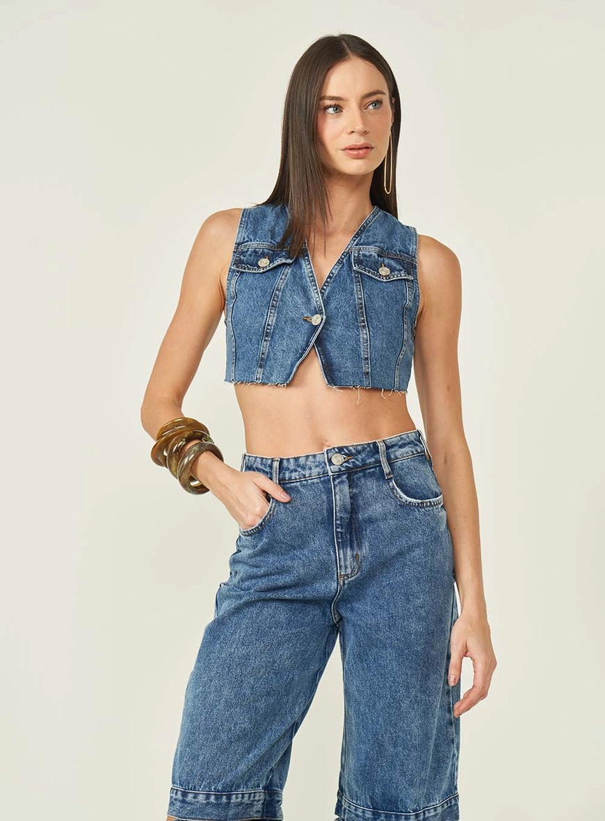 Colete Jeans Cropped