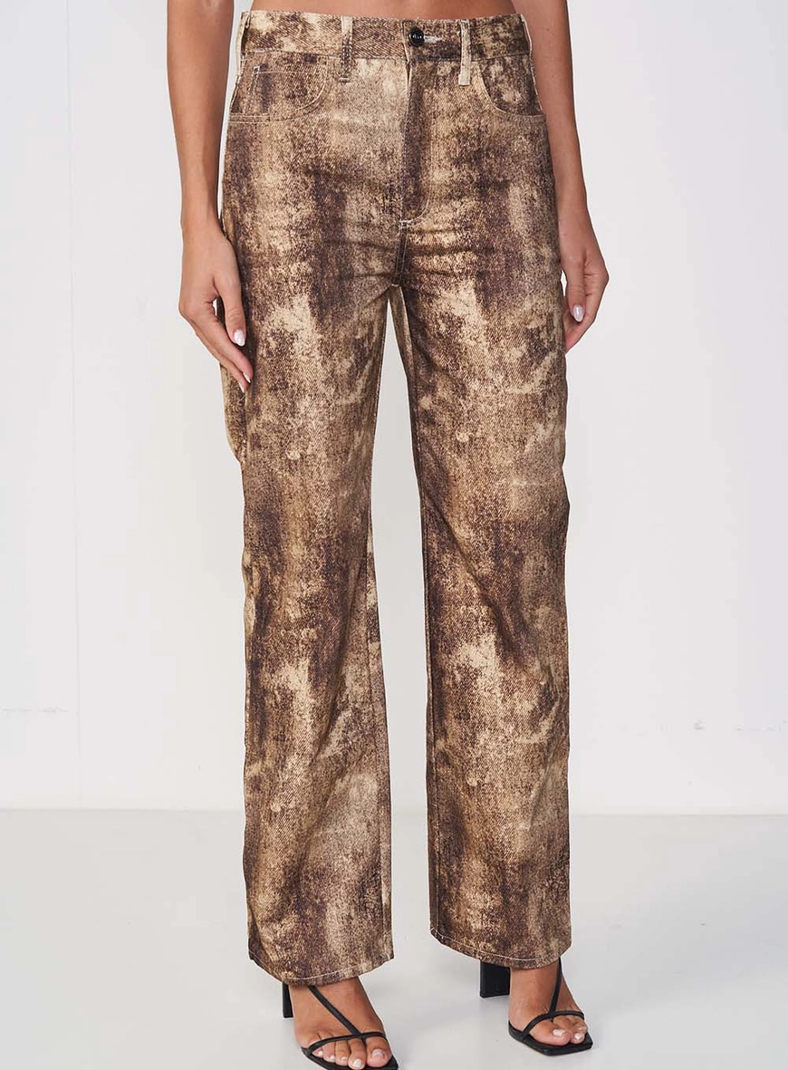 Calça Feminina Sarja Reta Barcelona Estampada