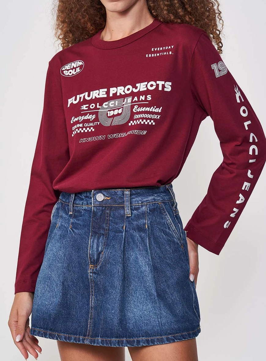 Camiseta Feminina Manga Longa Estampada
