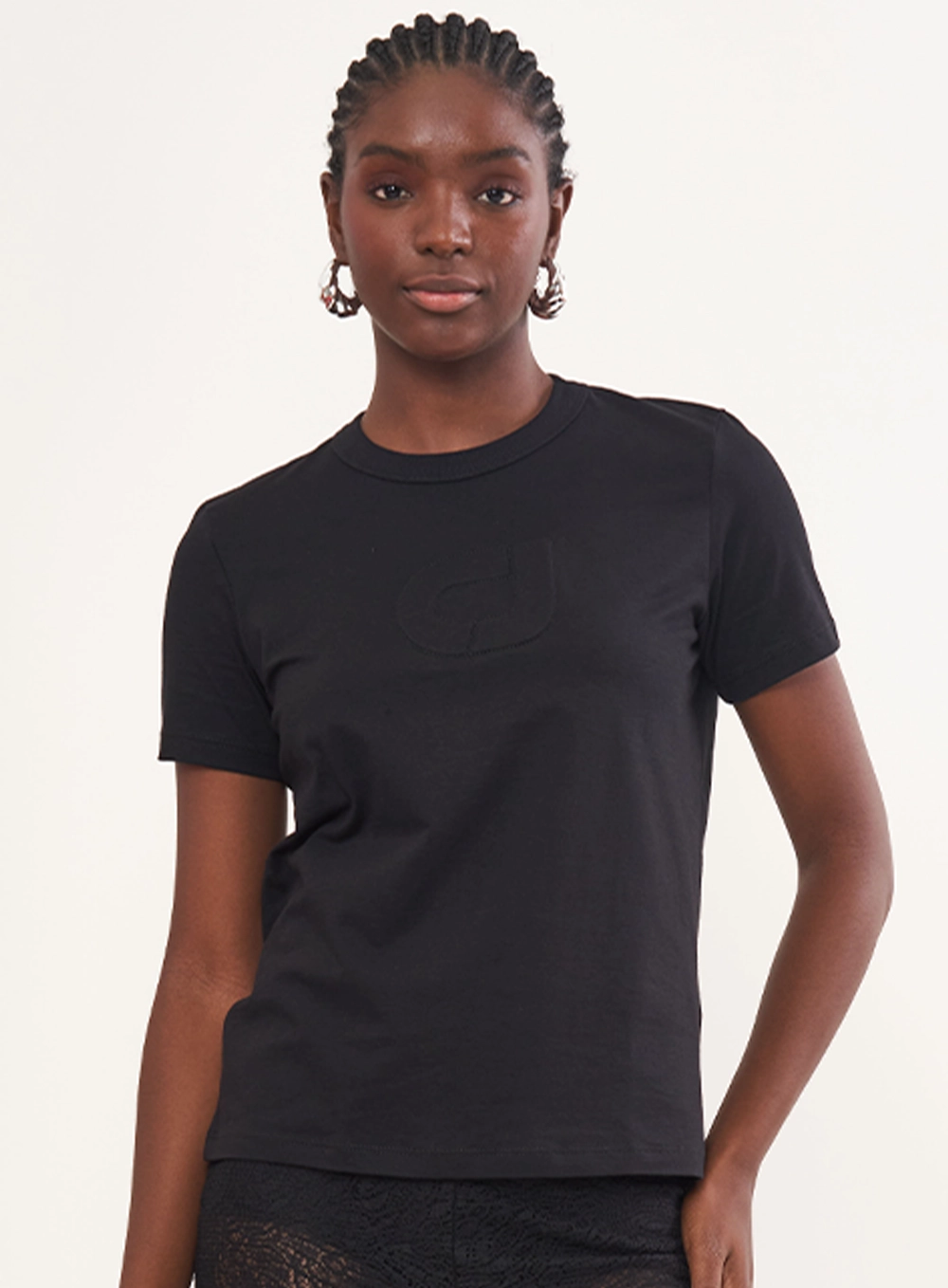 Camiseta Com Logo Em Relevo Preto