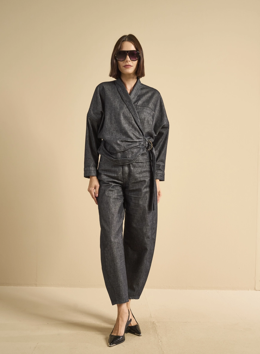 Jaqueta Jeans Feminina Alfaiataria 80's Tufi Duek Índigo