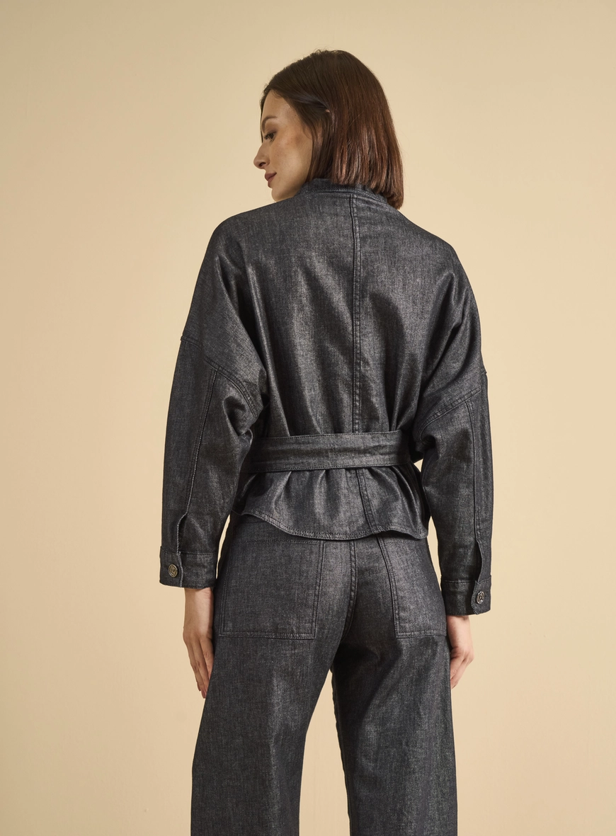Jaqueta Jeans Feminina Alfaiataria 80's Tufi Duek Índigo