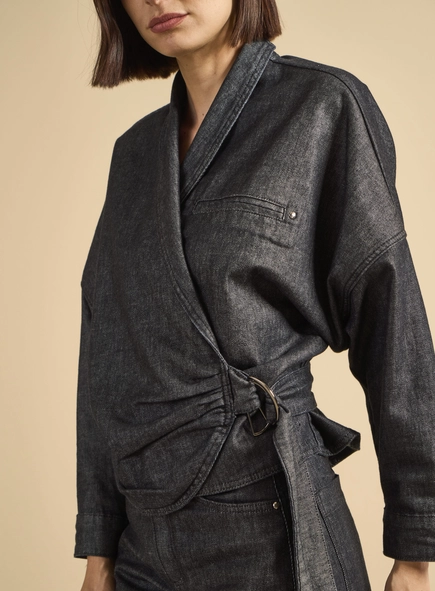 Jaqueta Jeans Feminina Alfaiataria 80's Tufi Duek