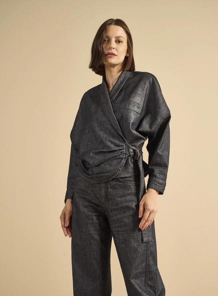 Jaqueta Jeans Feminina Alfaiataria 80's Tufi Duek