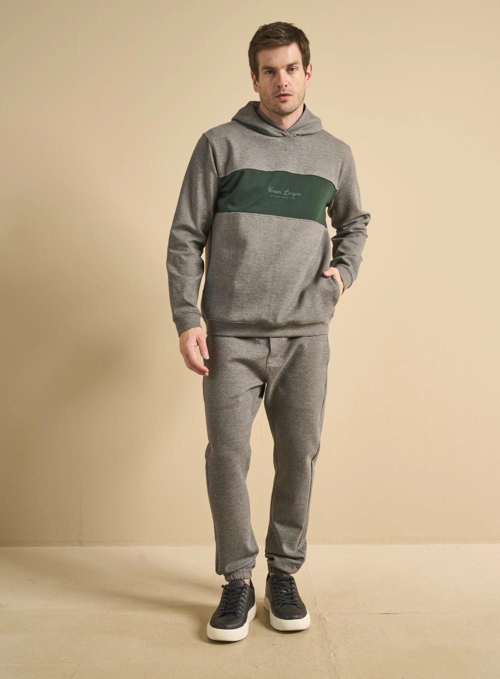 Calça Masculina Jogging Com Cadarço Cinza 1