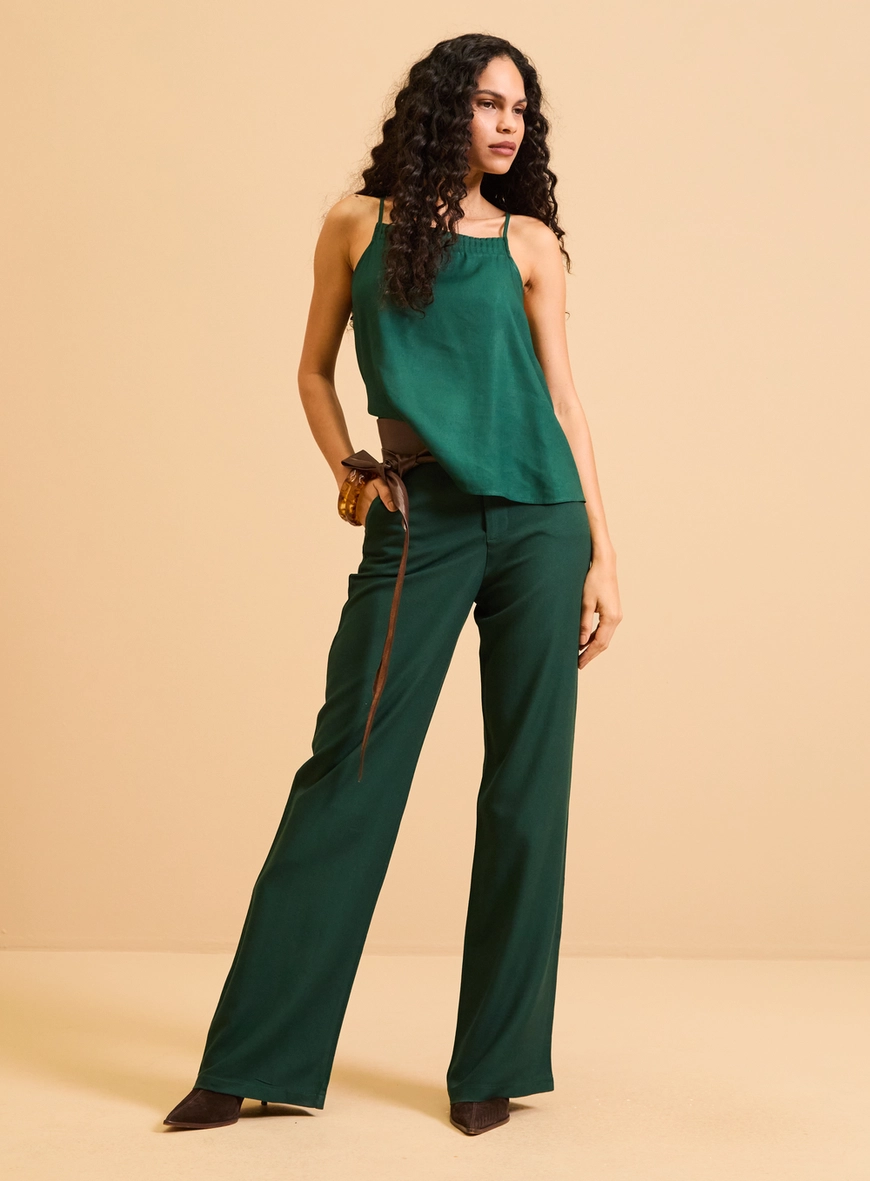 Calça Alfaiataria Feminina Reta Verde