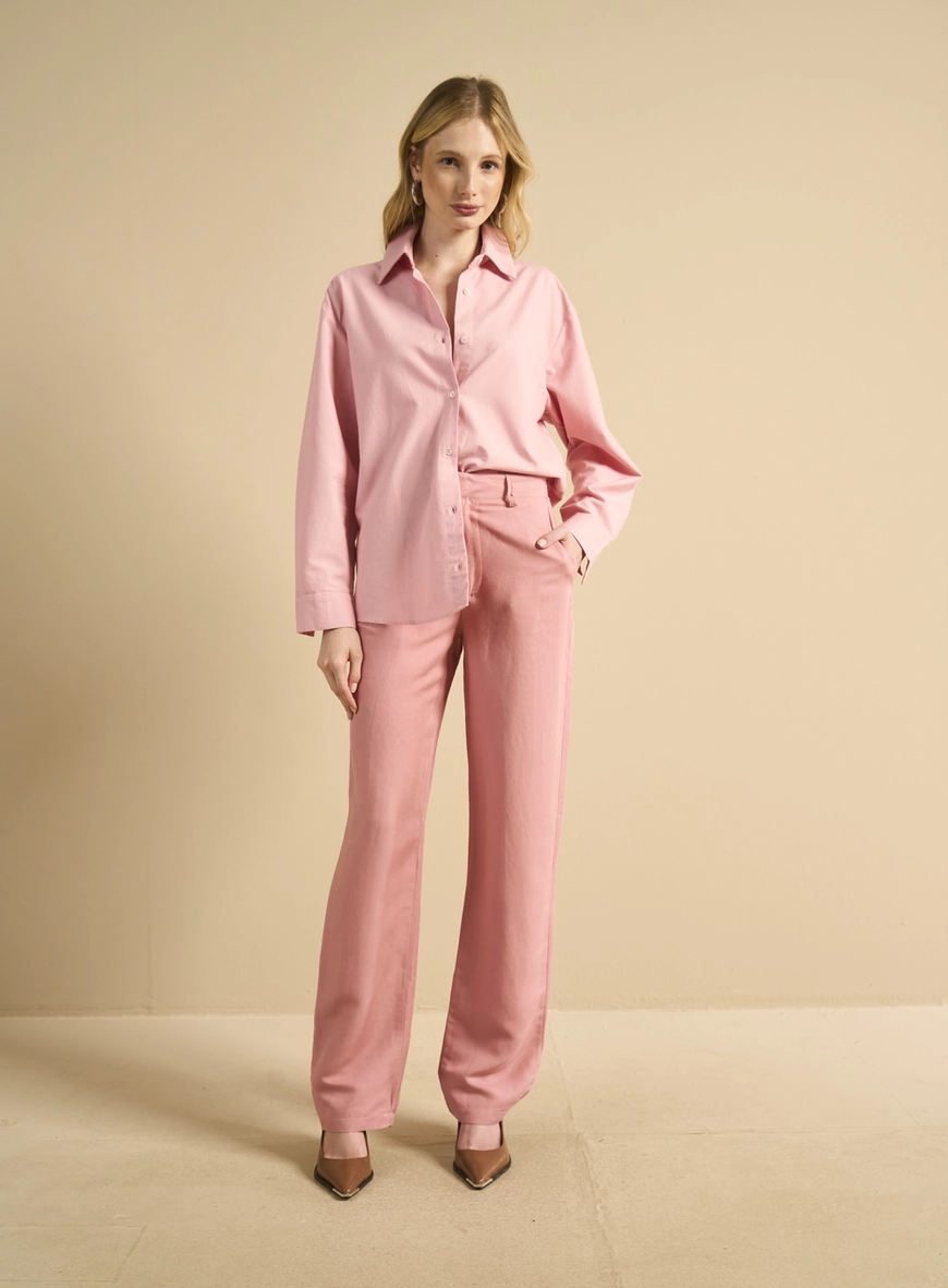 Calça Alfaiataria Feminina Slim Rosa