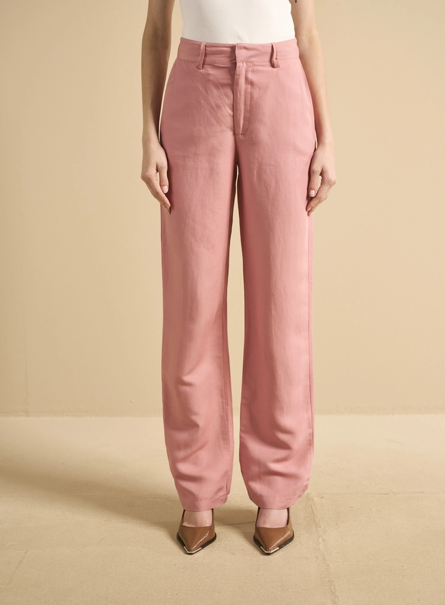 Calça Alfaiataria Feminina Slim Rosa