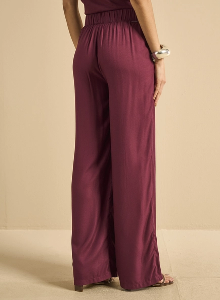 Calça Feminina Ampla Cós Com Elástico