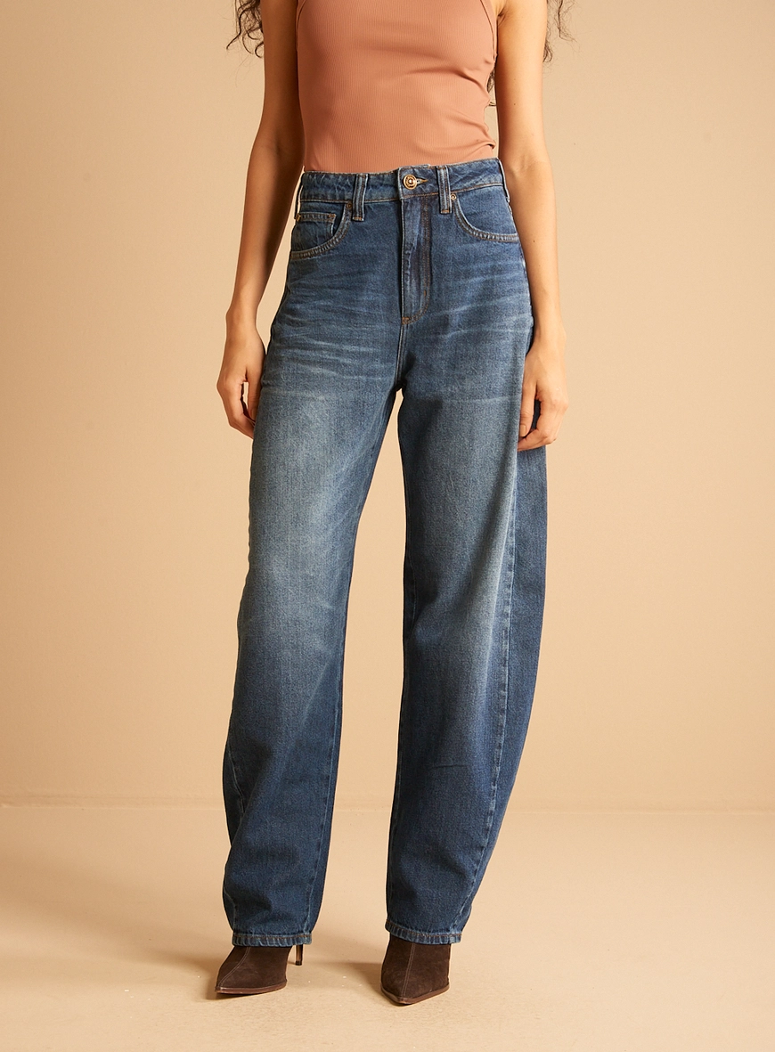 Calça Jeans Feminina Barrel Índigo
