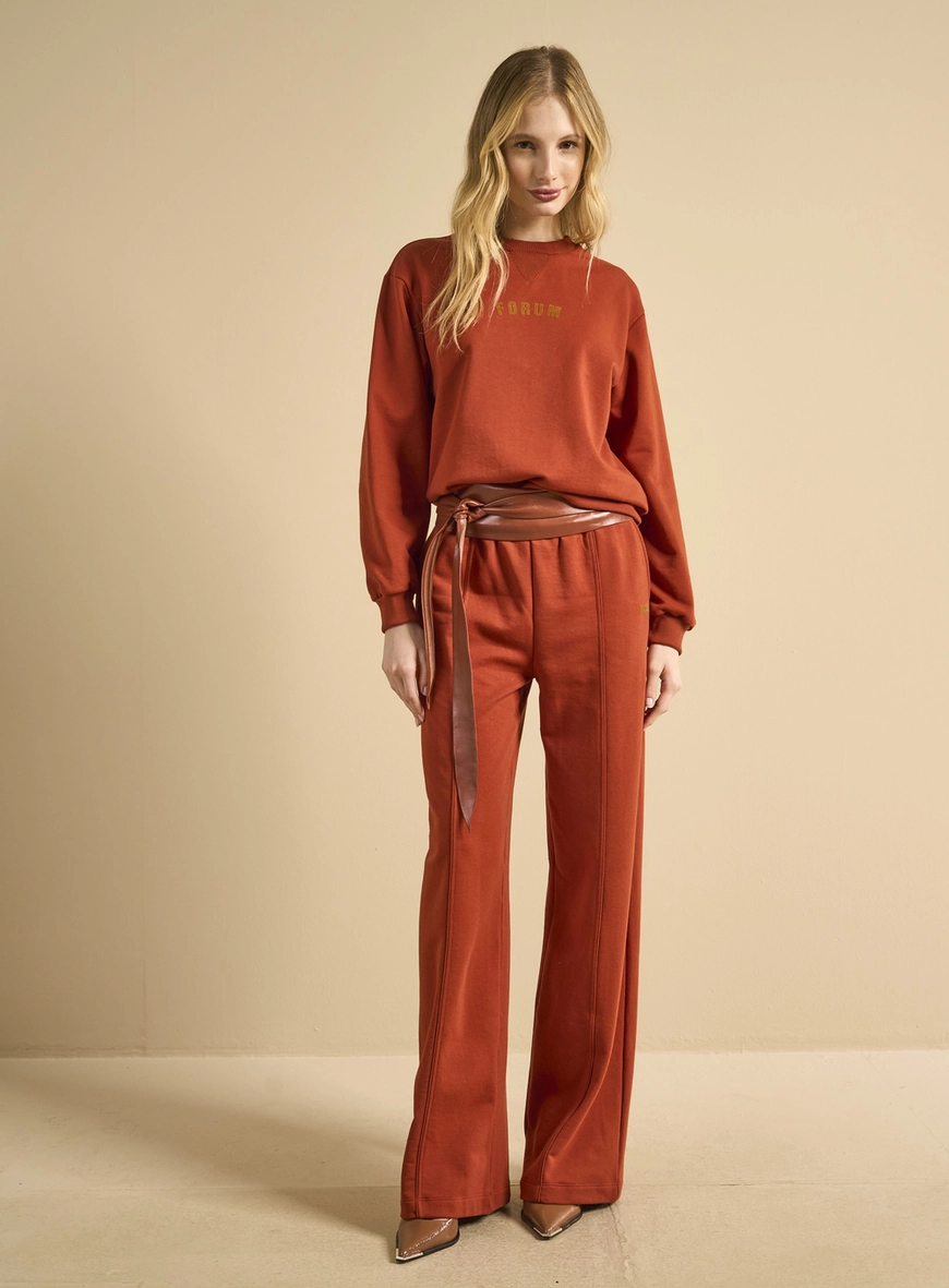 Calça Moletom Feminina Cintura Alta Laranja