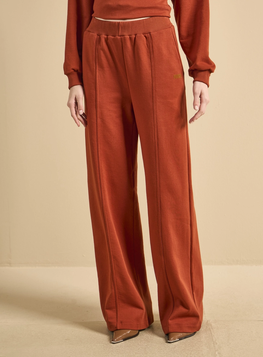 Calça Moletom Feminina Cintura Alta Laranja