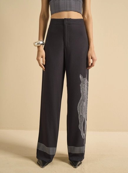 Calça Alfaiataria Feminina Reta Estampada