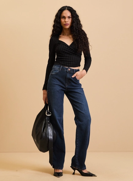 Calça Jeans Feminina - Raquel Wide Leg Stretch
