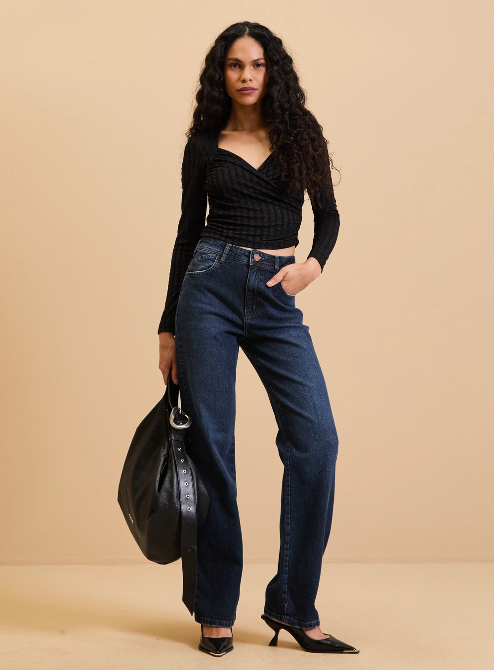 Calça Jeans Feminina - Raquel Wide Leg Stretch Índigo 1