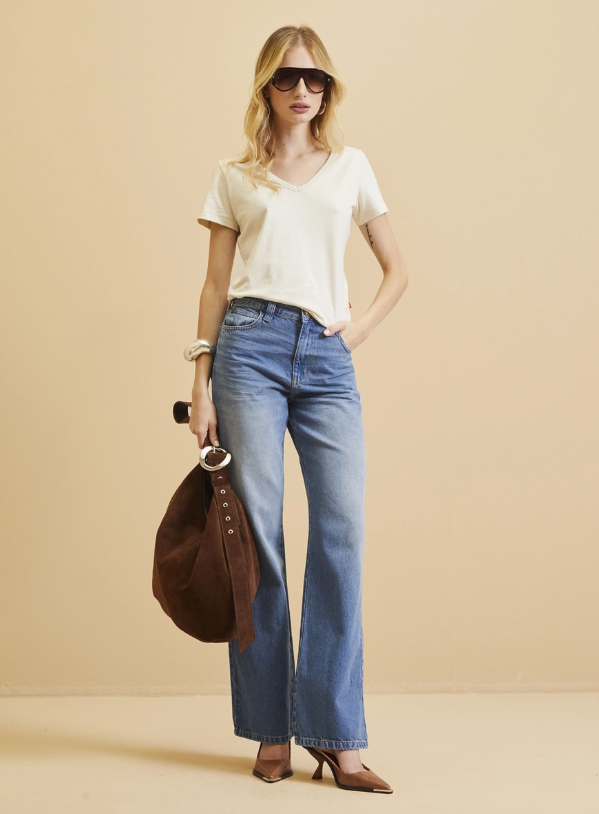 Calça Jeans Feminina - Raquel Wide Leg Índigo