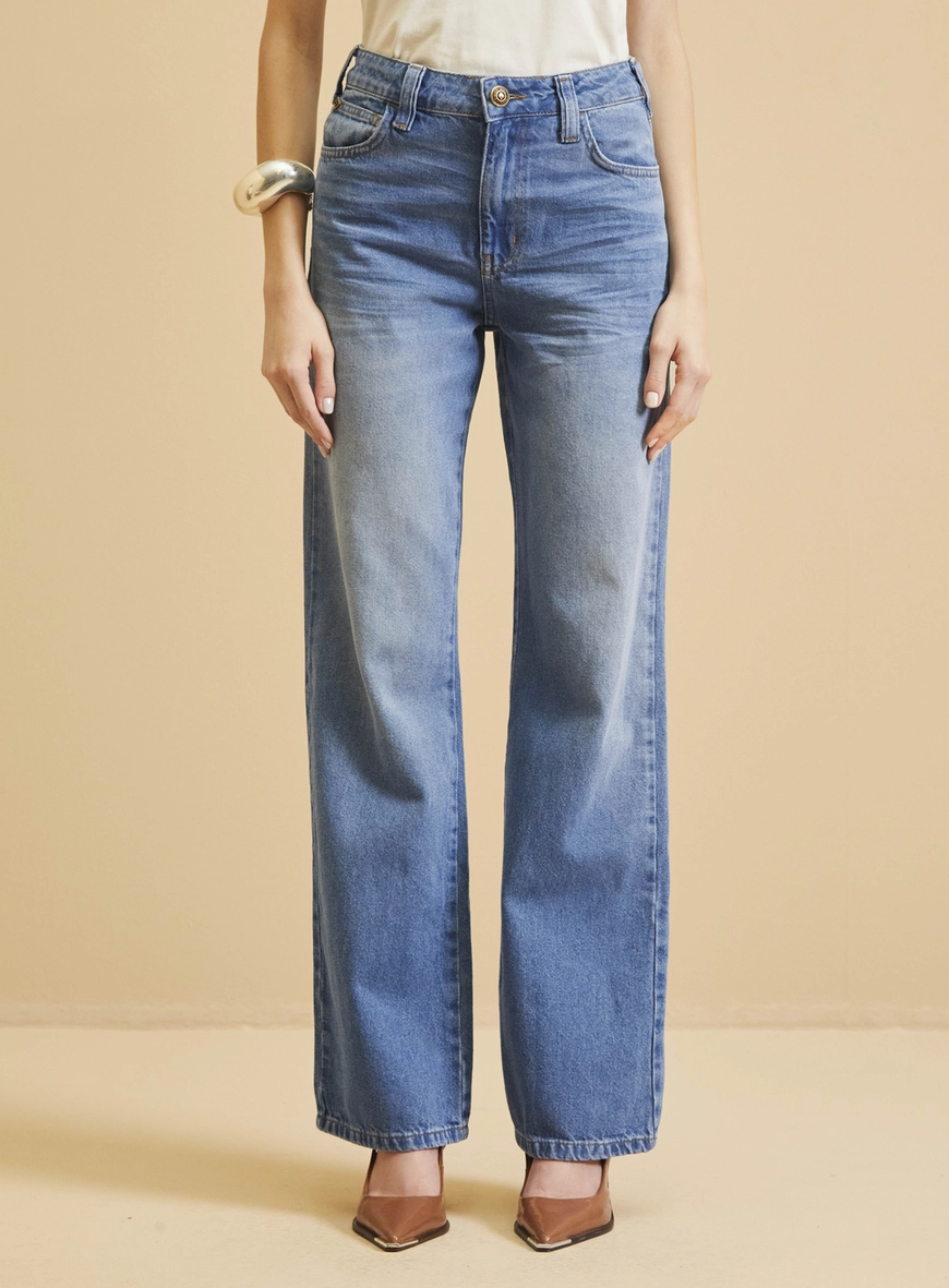 Calça Jeans Feminina - Raquel Wide Leg Índigo
