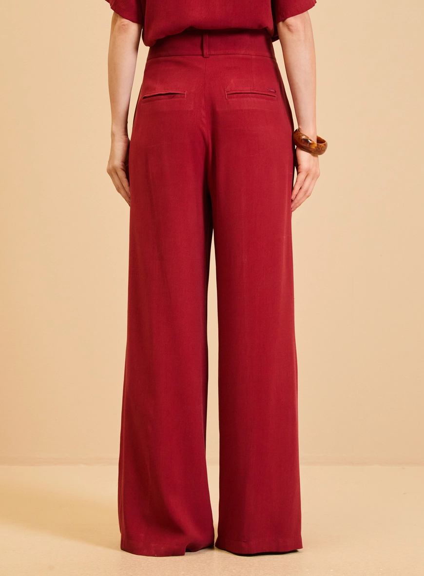 Calça Feminina Pantalona Alfaiataria Vermelho
