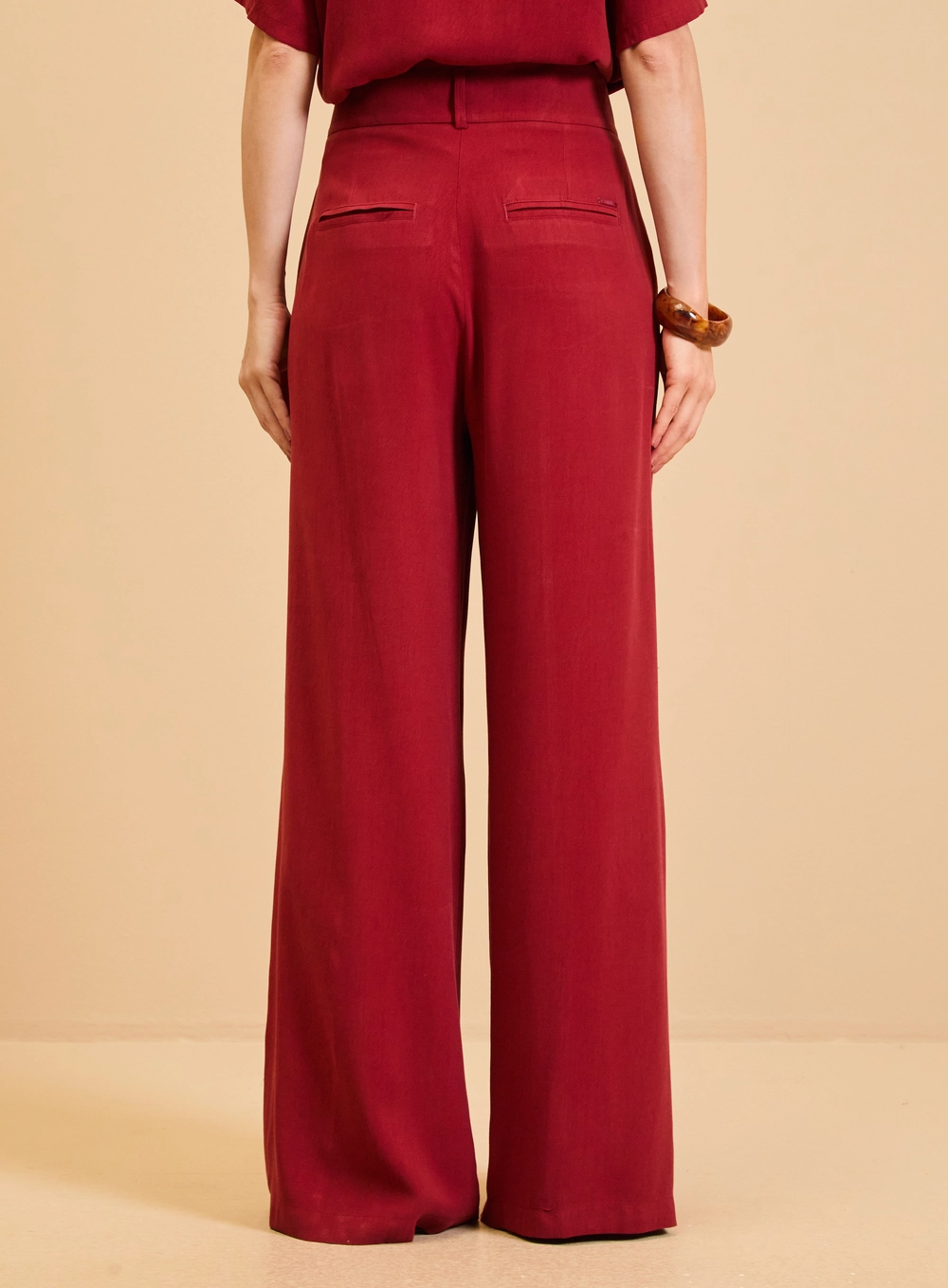 Calça Feminina Pantalona Alfaiataria Vermelho 2