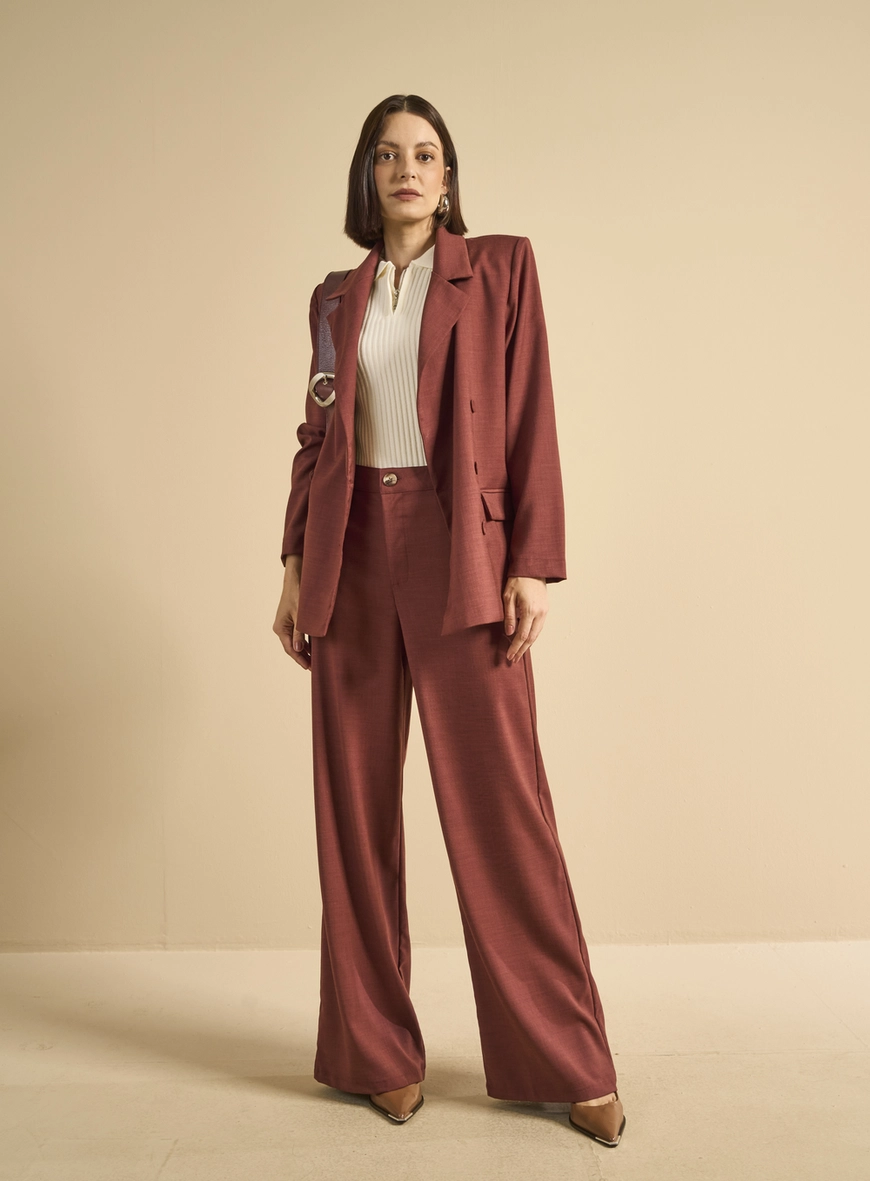 Calça Alfaiataria Feminina Ampla Vermelho