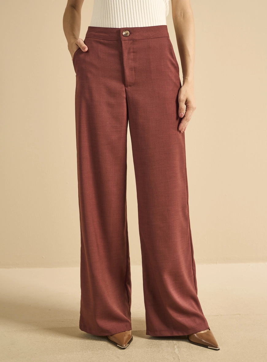 Calça Alfaiataria Feminina Ampla Vermelho